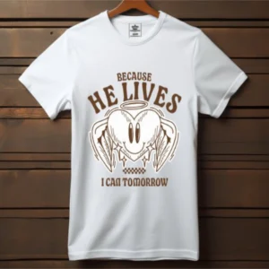 t shirt blanc be cause he live