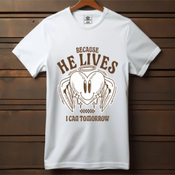 t shirt blanc be cause he live