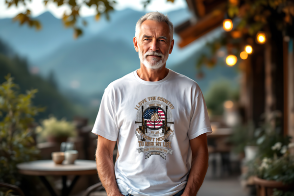 t-shirt Mockup 46 Blanc T-shirt I love the country