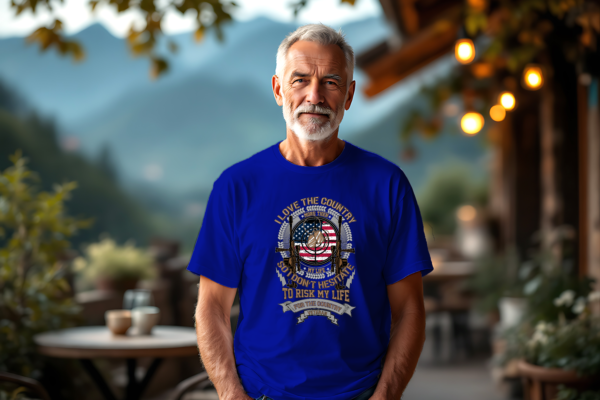 t-shirt Mockup 46 Bleu T-shirt I love the country